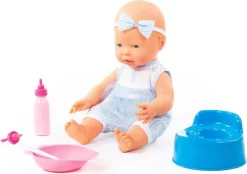 Babydukke Pige Med Tilbehør - Blå - Jolly Baby Doll - 35 CM - 6 Dele -Legetøjsverden dukke pige 35cm med sut flaske potte tallerken 78384 574729 4