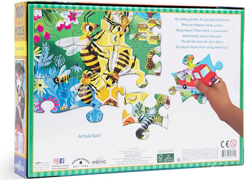 Eeboo Puslespil - Love Of Bees - 100 Brikker 3 Eeboo Puslespil - Love Of Bees - 100 Brikker - Billede 3