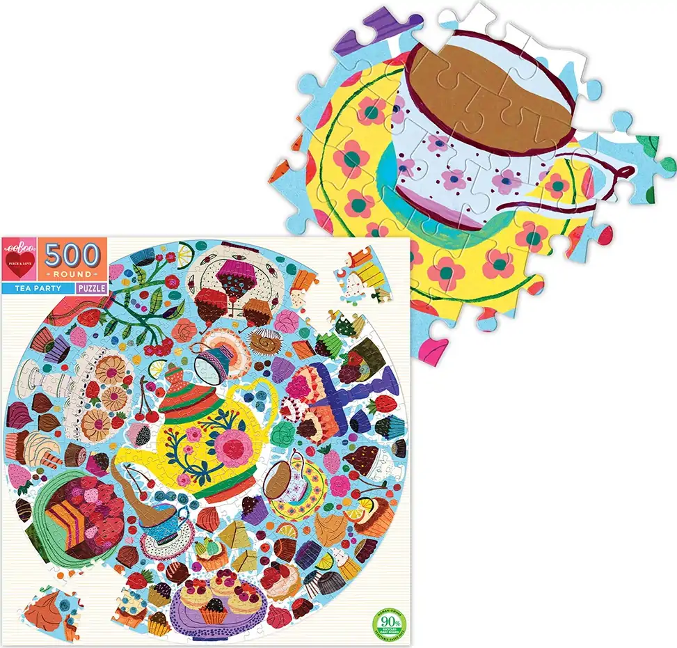 Eeboo Puslespil - 500 Brikker - Tea Party - Rundt 2 Eeboo Puslespil - 500 Brikker - Tea Party - Rundt - Billede 2