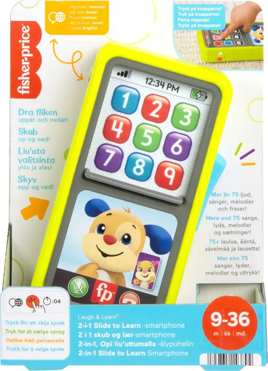 Fisher Price - Smart Phone Legetøj Med Lyd - 2-I-1 Skub Og Lær 2 Fisher Price - Smart Phone Legetøj Med Lyd - 2-I-1 Skub Og Lær - Billede 2