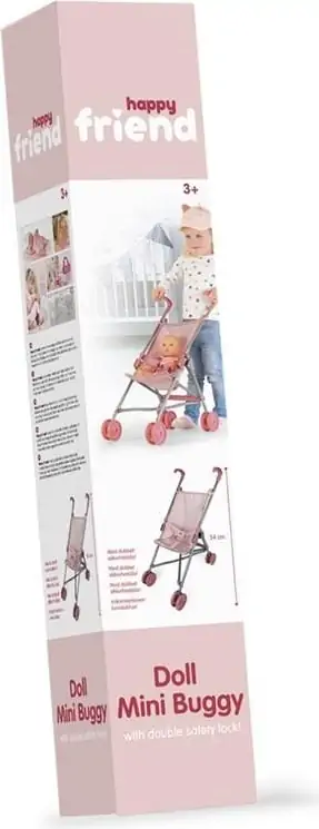 Happy Friend - Dukkevogn - Klapvogn Til Dukke - Pink 3 Happy Friend - Dukkevogn - Klapvogn Til Dukke - Pink - Billede 3