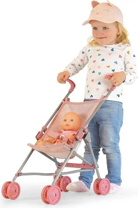 Happy Friend - Dukkevogn - Klapvogn Til Dukke - Pink 4 Happy Friend - Dukkevogn - Klapvogn Til Dukke - Pink - Billede 4