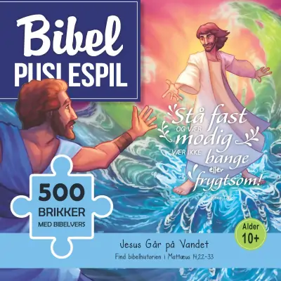 Bibel Puslespil Med Bibelvers - Jesus Går På Vandet - 500 Brikker - Bibelpuslespil 1 Bibel Puslespil Med Bibelvers - Jesus Går På Vandet - 500 Brikker - Bibelpuslespil