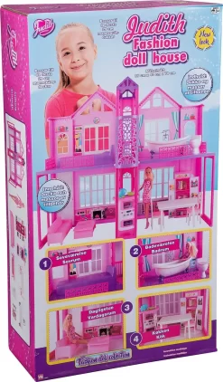 Judith - Kæmpe Dukkehus Med Dukke Og Tilbehør - 85 CM -Legetøjsverden judith gigantisk dukkehus 85x70x40 cm 561495 3