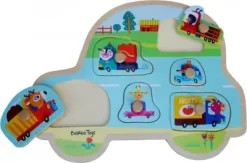 Træpuslespil Med Knopper - Transport - 6 Brikker